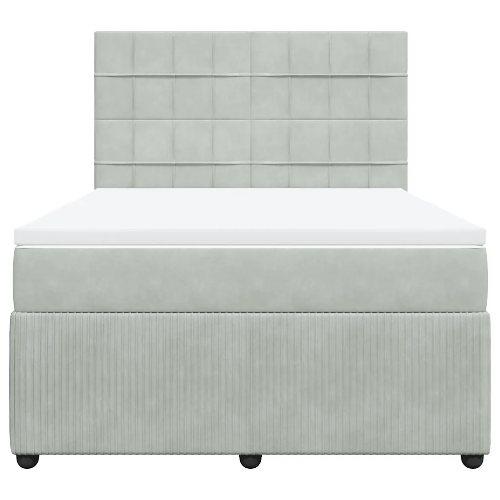 Giroletto a Molle con Materasso Grigio Chiaro 140x200cm Velluto