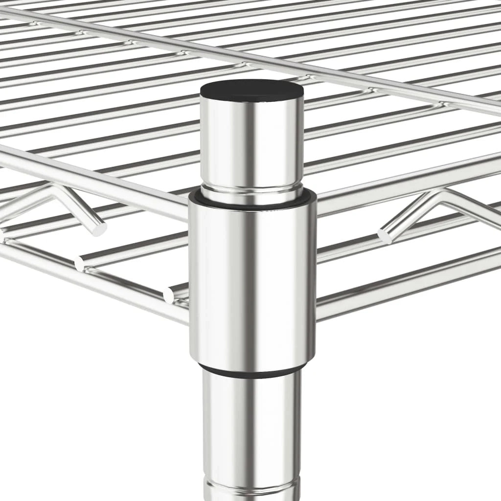 Scaffale portaoggetti a 4 ripiani con ruote 90 x 35 x 137 cm cromato 200 kg 02_0000697