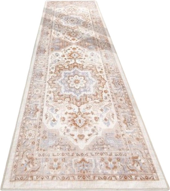 Tappeto Rollabile Boho Beige - Design Antiscivolo - Lavabile e Stiloso - Dimensione 60x180 cm