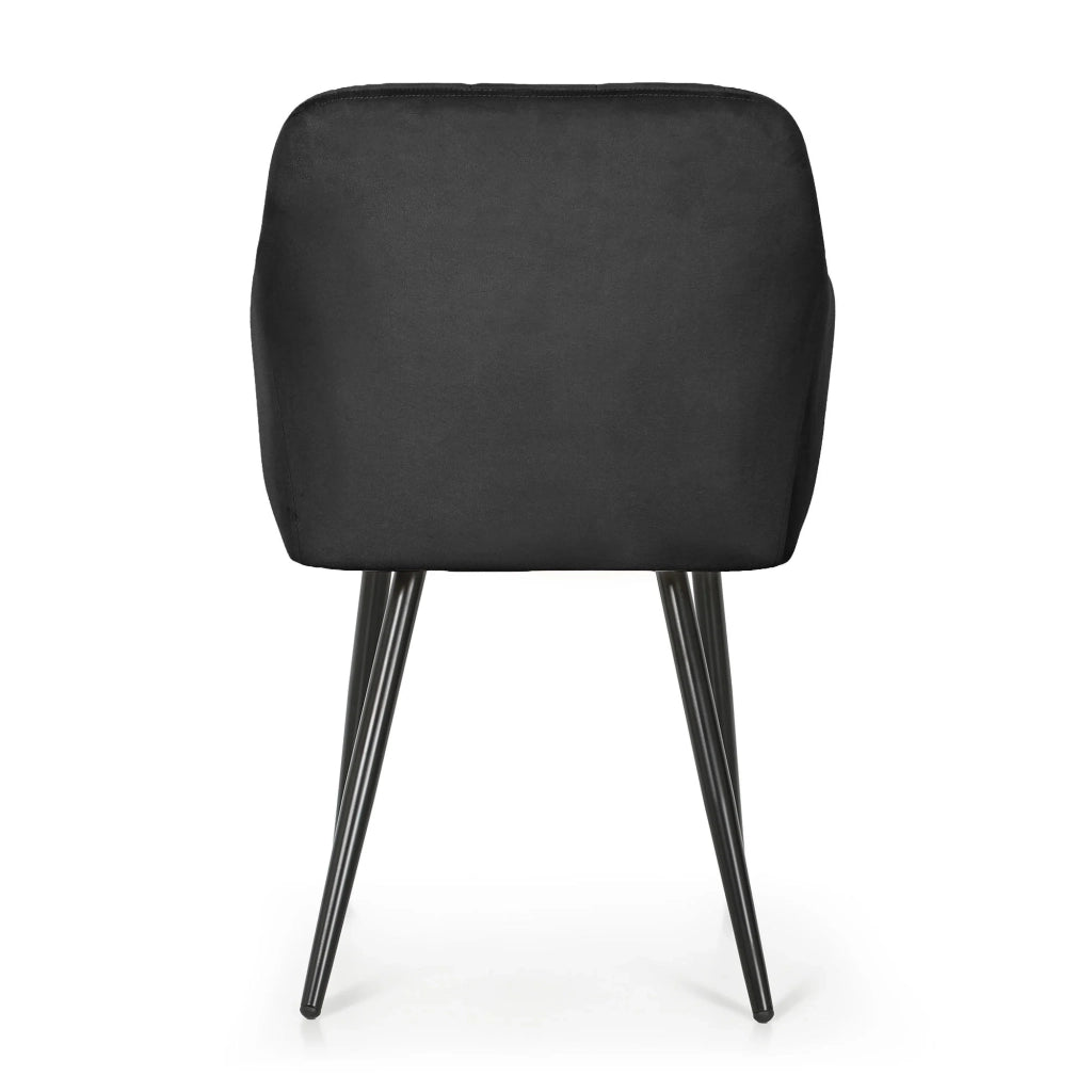 Set di 4 Sedie imbottite con cuciture quadrate LUXANO Nero gambe nere