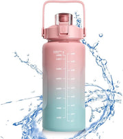 Bottiglia Sportiva 2 litri con Marcatura del Tempo - BPA Libero - Leggera - Riciclabile - Rosa