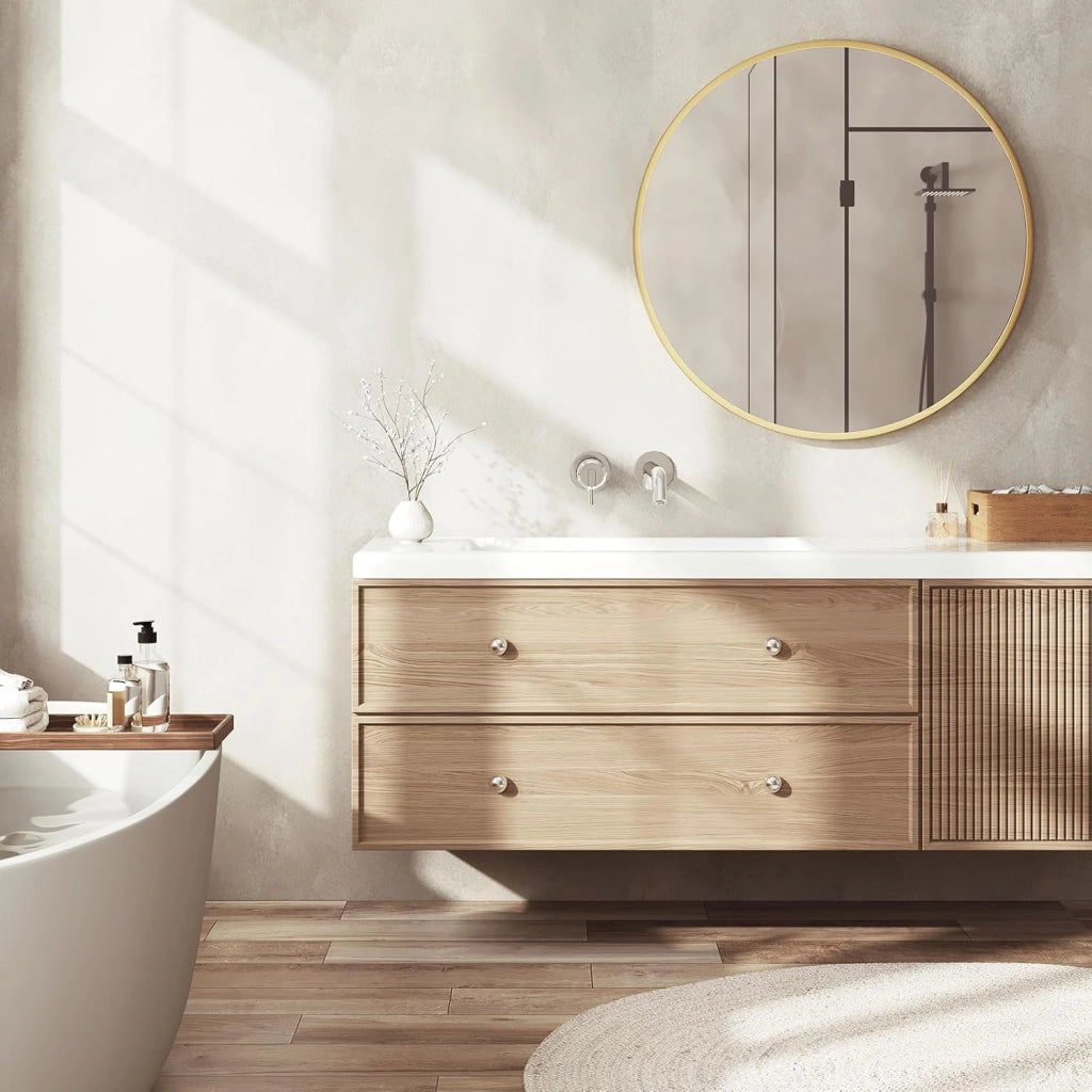 Specchio da Parete, Specchio Trucco,Cornice in Metallo Antiruggine, Decorativo per Bagno con Immagine Nitida, Ideale per Trucco e Arredamento Moderno, Specchio Bagno, Rotondo Nero 71cm