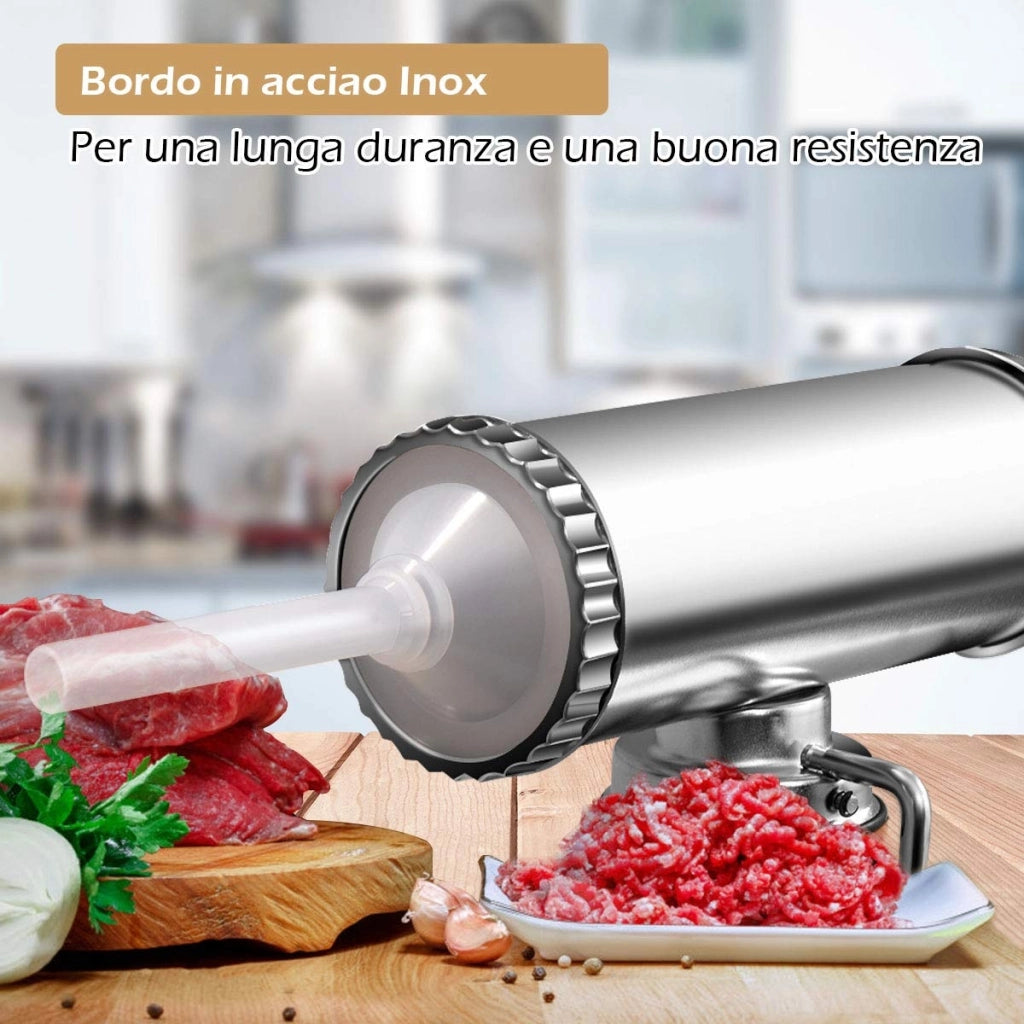2,5kg Insaccatrice manuale per salsicce in metallo Macchina per salsiccia con 3 tubi di riempimento-Macchine da cucina