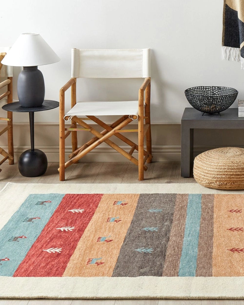 Tappeto Gabbeh di lana multicolore 160 x 230 cm con motivo etnico soggiorno camera da letto