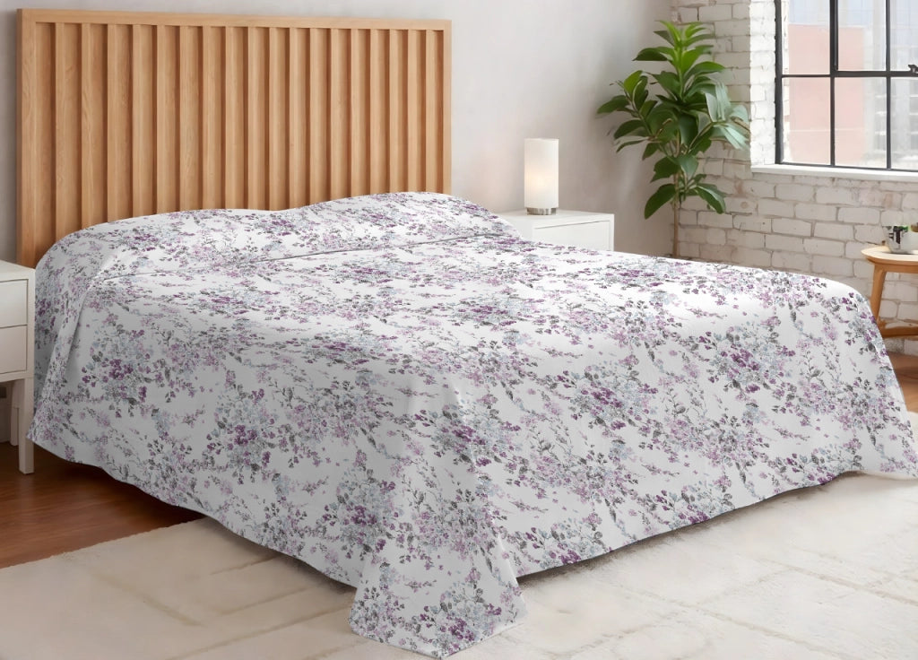 Copriletto Piquet Primavera Estate 100% Cotone Disegno Acquarello - Piazza E Mezza - Acquarello