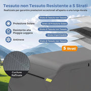 Telo Copri Roulotte, Copertura per Camper in Tessuto non Tessuto, con Cinghie, Toppe di Riparazione e Borsa da Trasporto, Impermeabile e Antivento (493 x 260 x 250 cm)