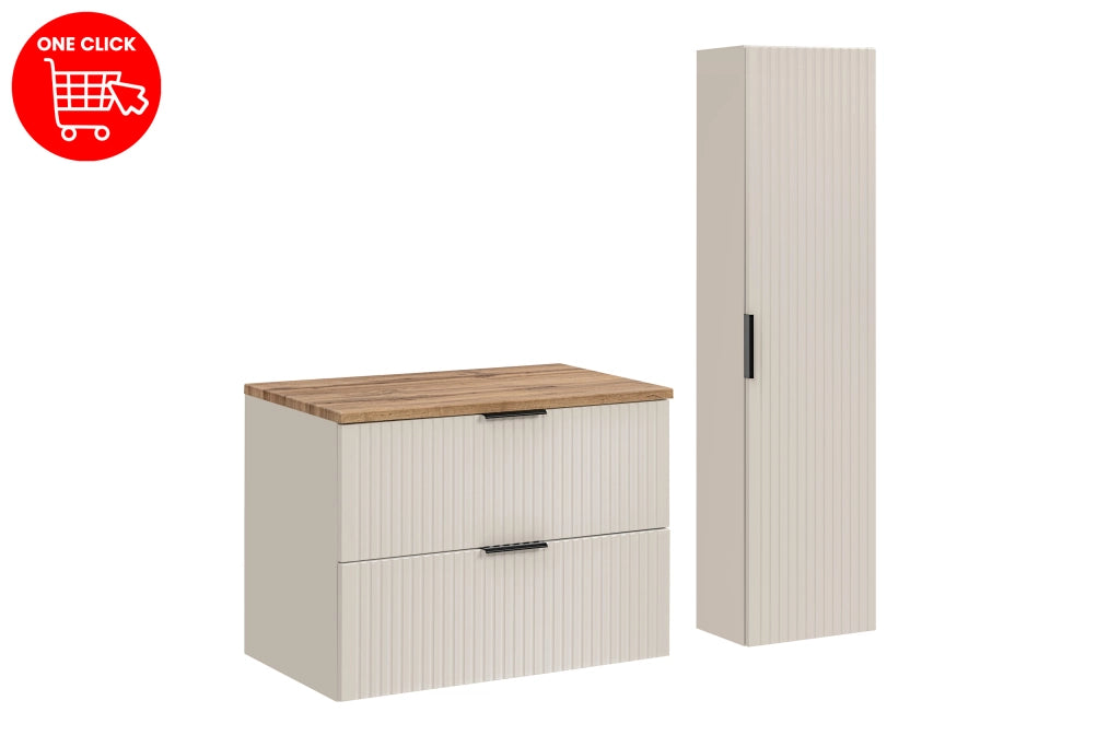 Set mobili bagno 80 cm con piano e Szafką wysoką Adel Cashmere 80 cm