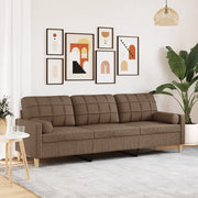 Divano a 3 Posti con Cuscini Marrone 210 cm in Tessuto 3278204