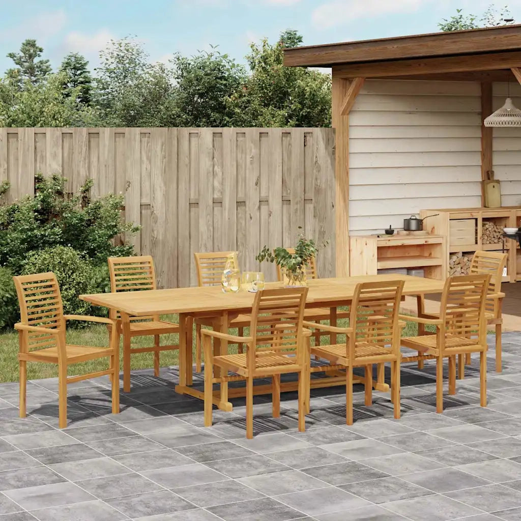 vidaXL Set da Pranzo per Giardino 9 pcs Marrone 280 x 100 x 75 cm