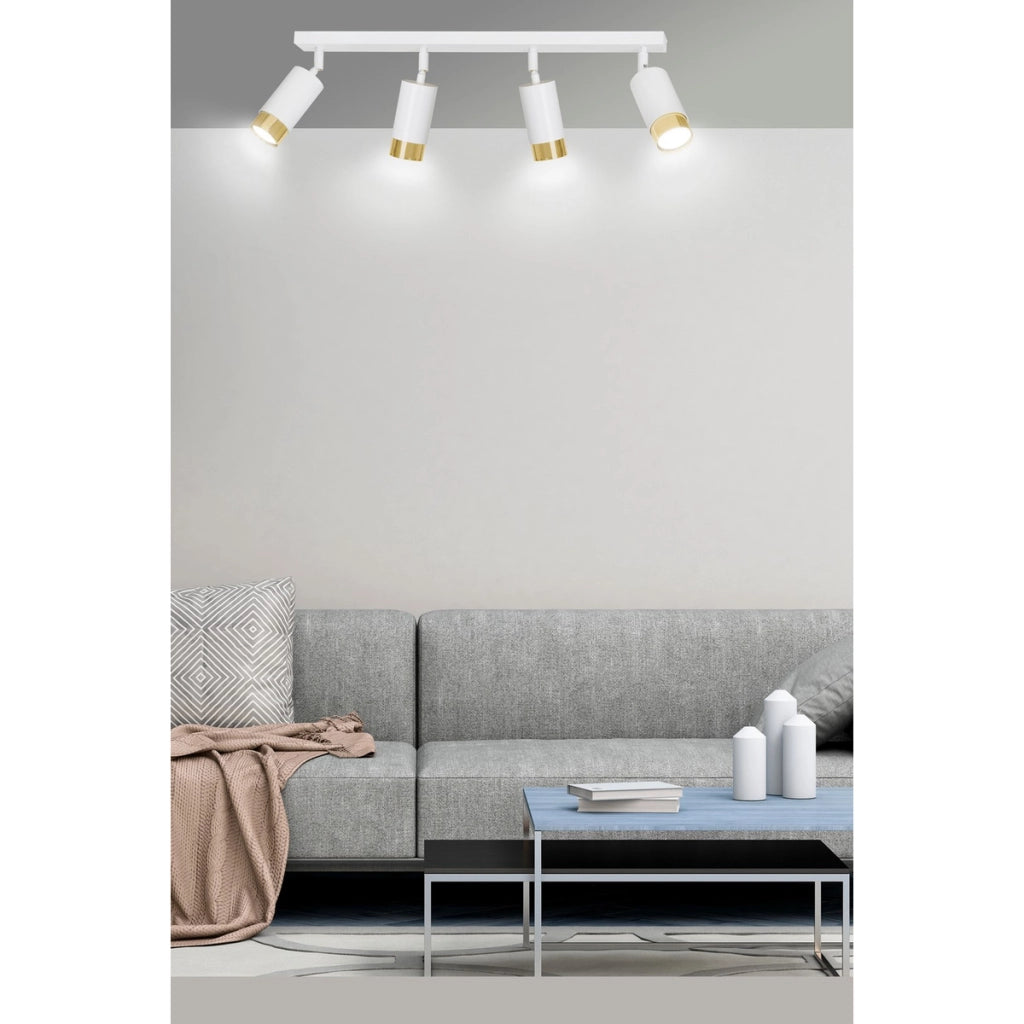 Faretto da soffitto Hiro in acciaio bianco e oro