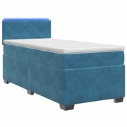 Letto con Box Spring, Materasso e LED Blu 90 x 190 cm Velluto 3452094