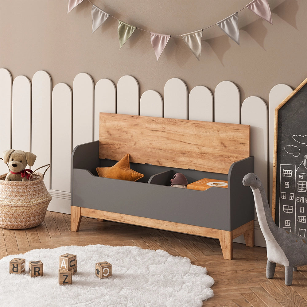Vitalispa Cassapanca per giocattoli Grigio/Artisan 107.2 x 50 cm con sedile