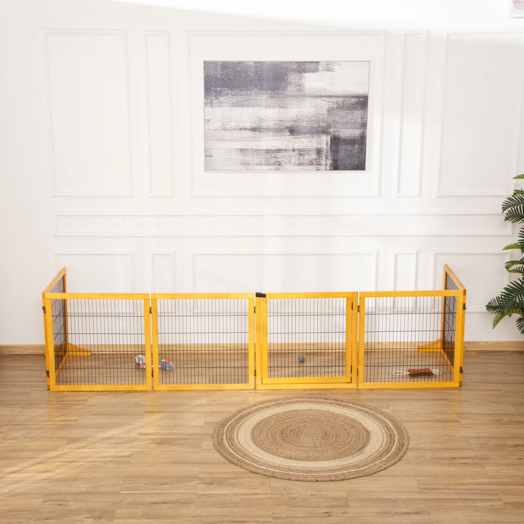 Barriera per cani pieghevole 6 pannelli ¨C zephmum ¨C giallo 432x36x70 cm