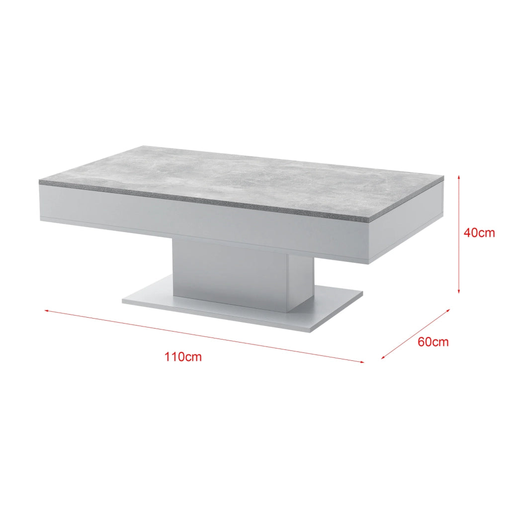 Tavolino da salotto con 2 vani portaoggetti 110 cm effetto cemento grigio 03_0006146