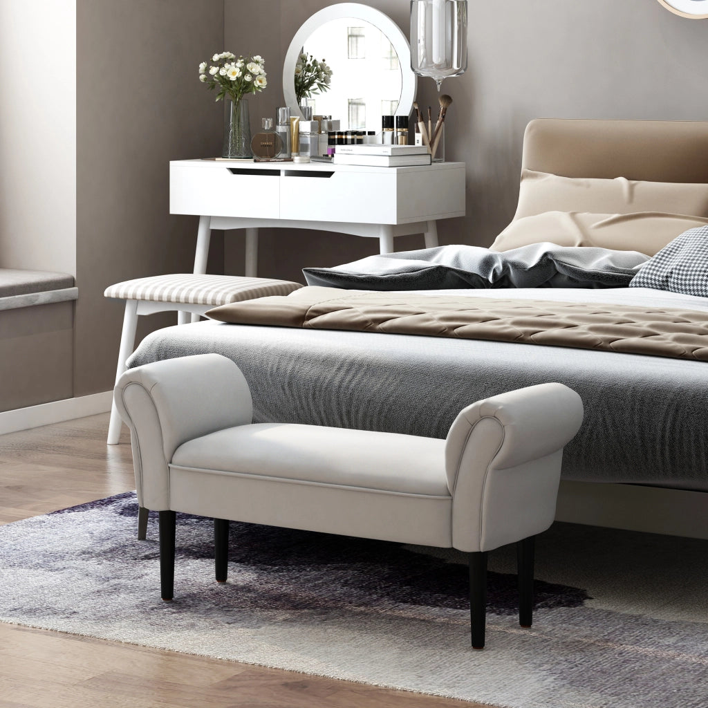Panca Scarpiera con Braccioli ¨C Zephmum ¨C Grigio Bianco 102x36x51cm