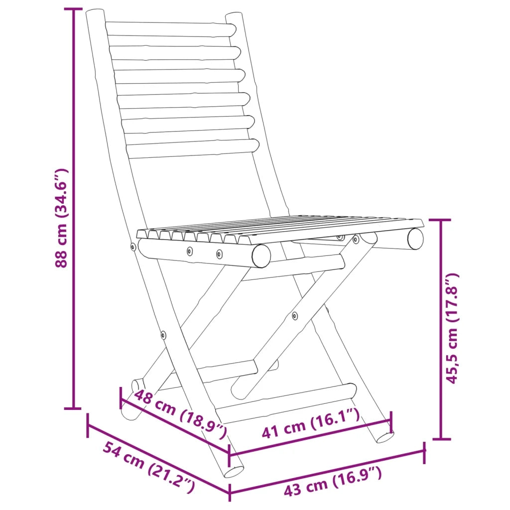 Sedie da Giardino Pieghevoli 4 pz 43x54x88 cm in Bambù 3278517