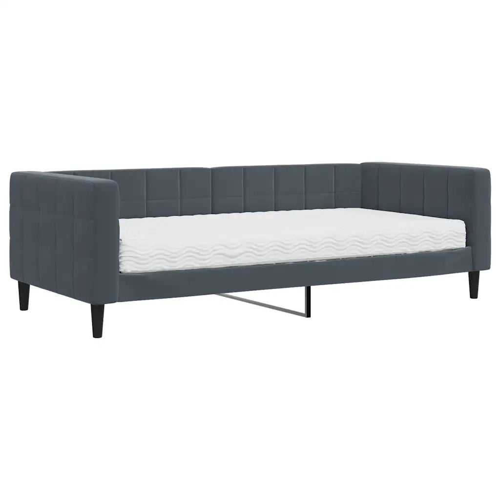 Divano Letto con Materasso Grigio Scuro 90x200 cm in Velluto