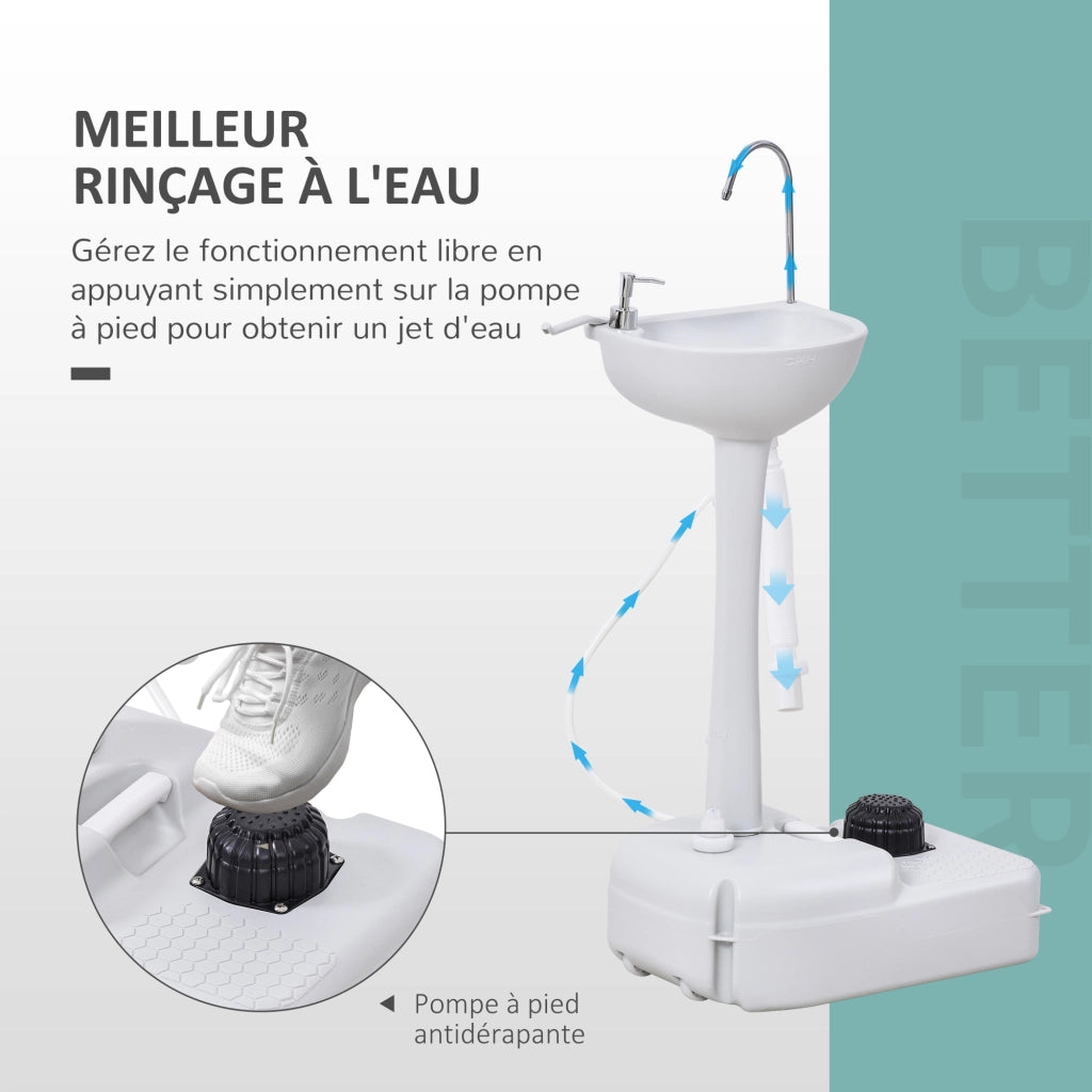 Lavabo Portatile da Campeggio ¨C Xylo ¨C con Ruote, Dispenser Sapone e Portasciugamani, Grigio