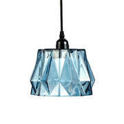 Lampada a sospensione Aurea in vetro blu sfaccettato