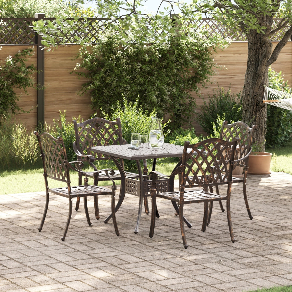 Set da pranzo da giardino 5 pezzi in alluminio fuso bronzo