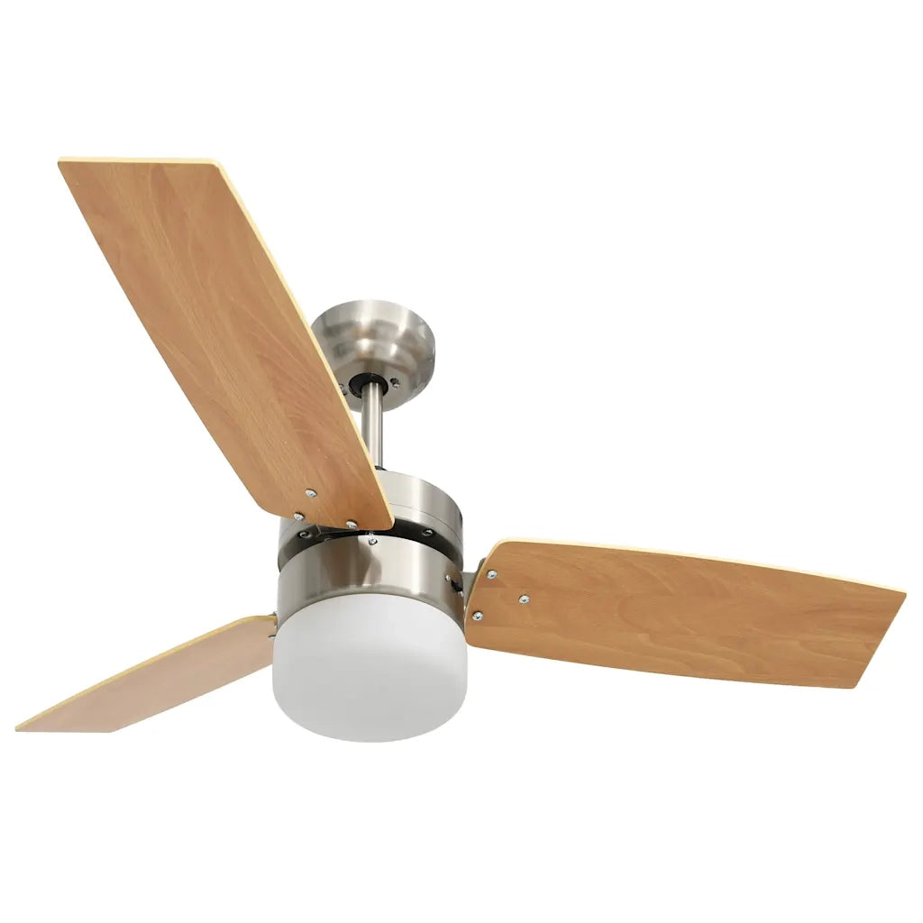 Ventilatore Soffitto Luce e Telecomando 108cm Marrone Chiaro 51490