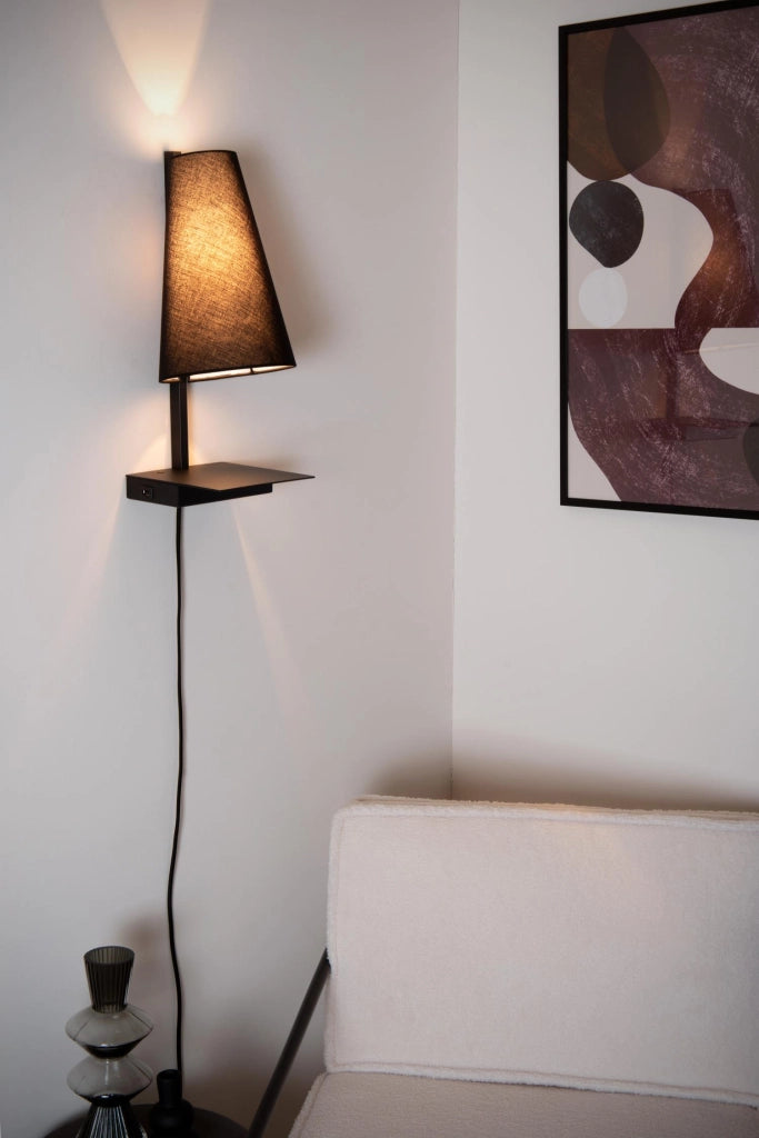 Lampada da tavolo GREGORY nera paralume conico 1xE27 Lucide