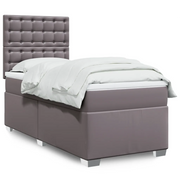 Giroletto a Molle con Materasso Grigio 100x200 cm in Similpelle