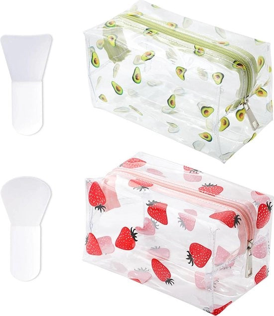 Borsa di toilette con stampo di frutta e set di spazzole per il viso e il corpo - contenitore portatile - borsa di toilette impermeabile - regalo carino per bambine - multicolore - 18x10x10cm.