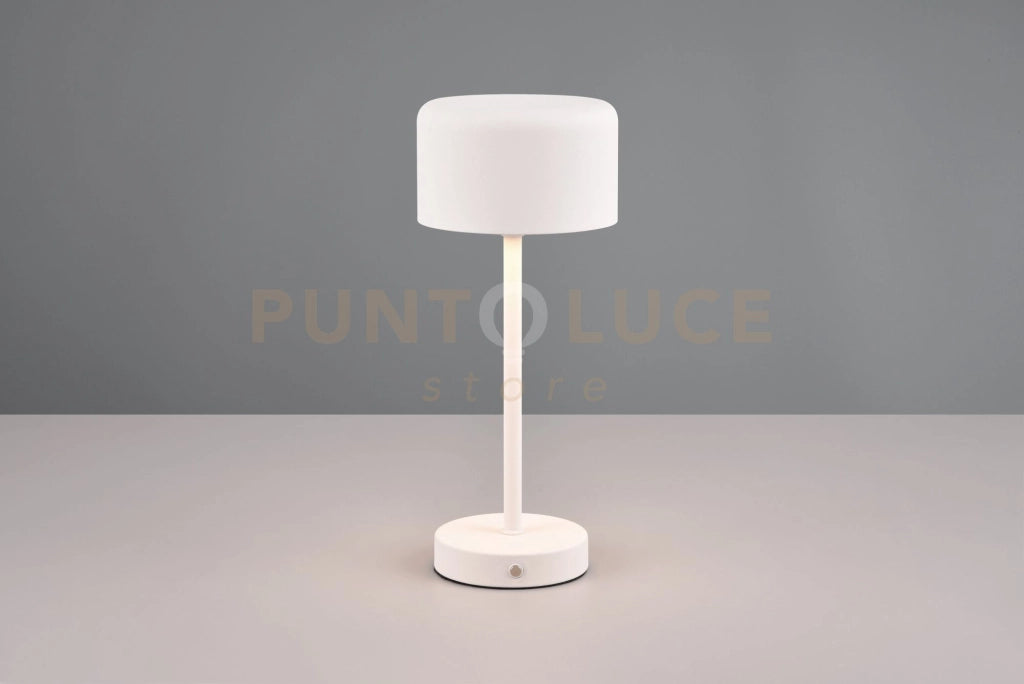 JEFF LAMPADA DA APPOGGIO RICARICABILE METALLO BIANCO ACCENSIONE TOUCH H. 30CM LED 1,5W 120lm, 3000K DIMMERABILE
