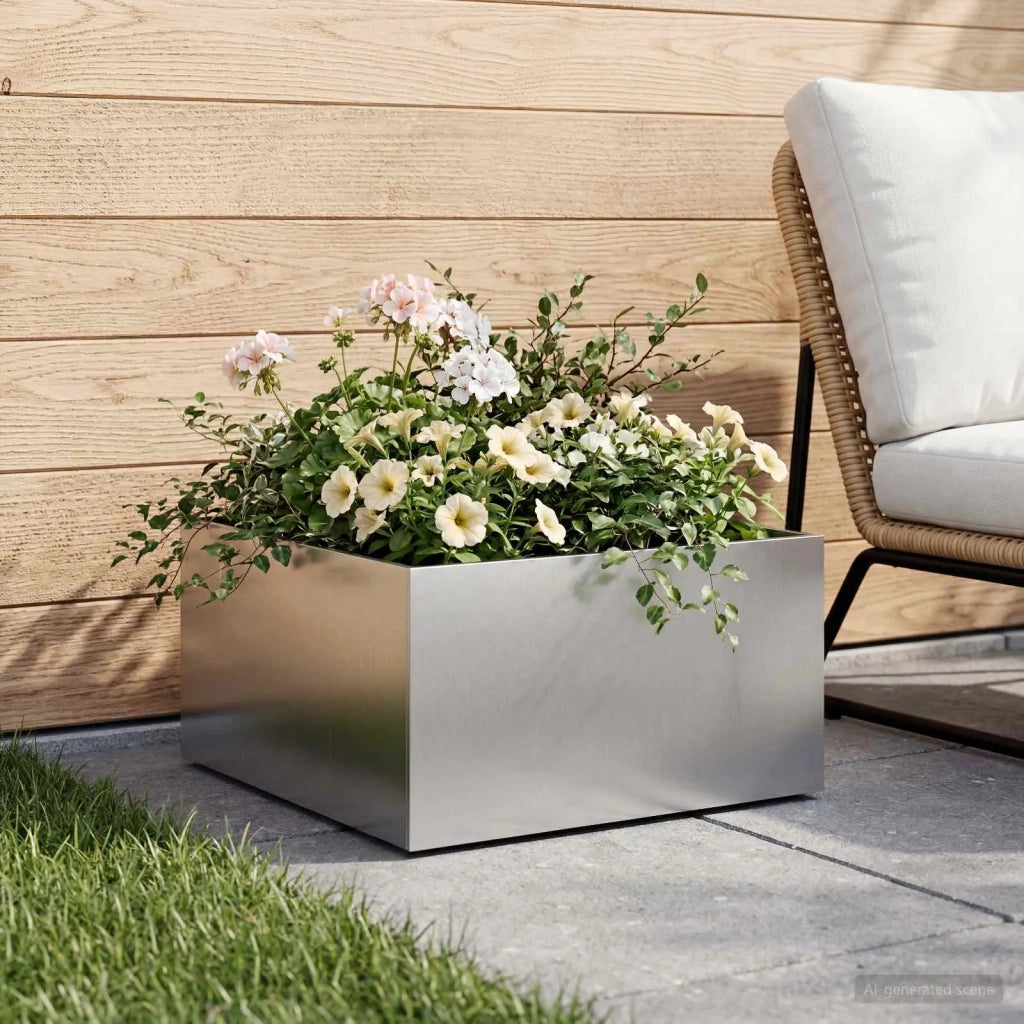 Vaso da giardino Argento 60 x 60 x 30 cm Acciaio zincato 8005060
