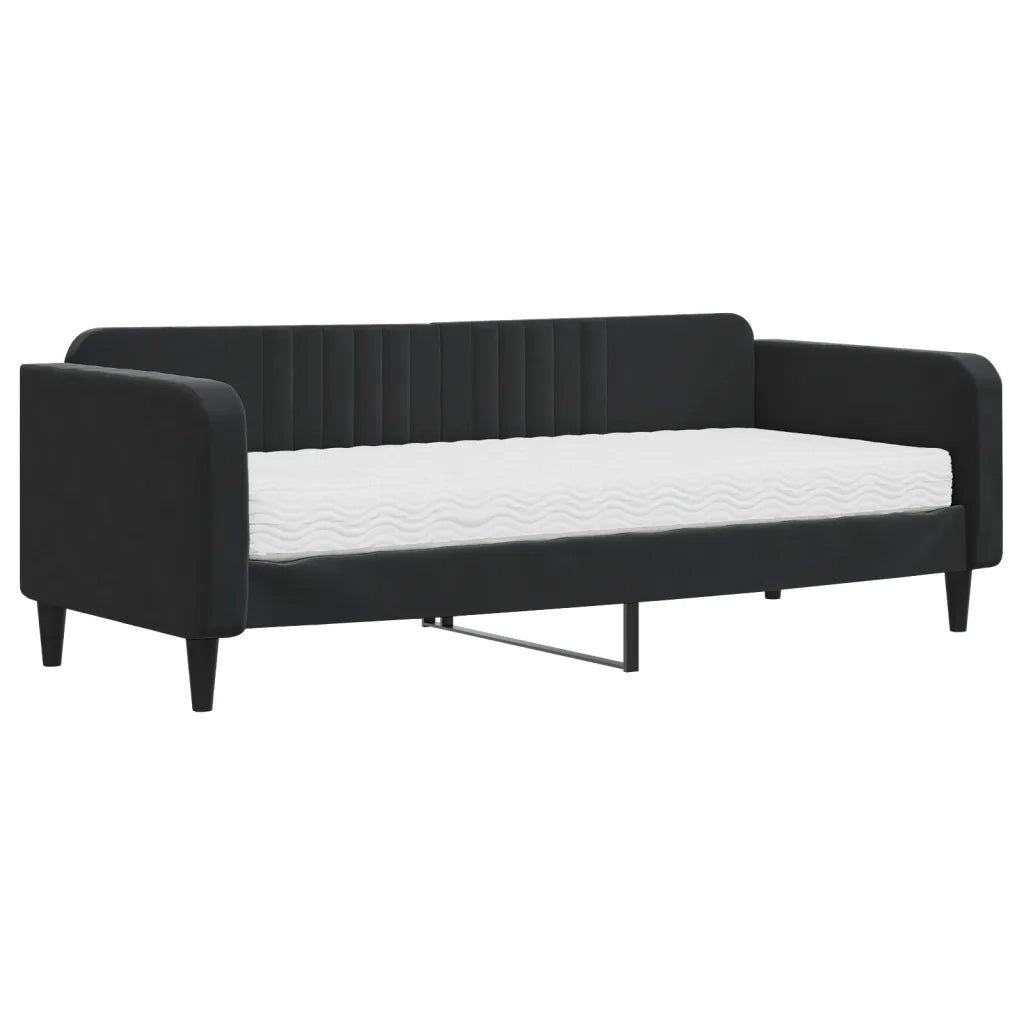Divano letto | Sof¨¤ letto | Letto singolo con Materasso Nero 90x200 cm in Velluto