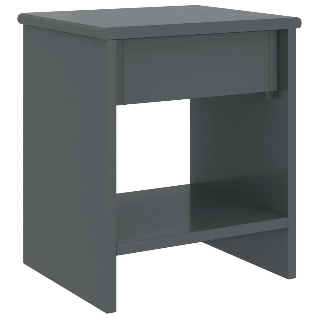 Comodino Grigio Scuro 35x30x40 cm in Legno Massello di Pino cod mxl 30486