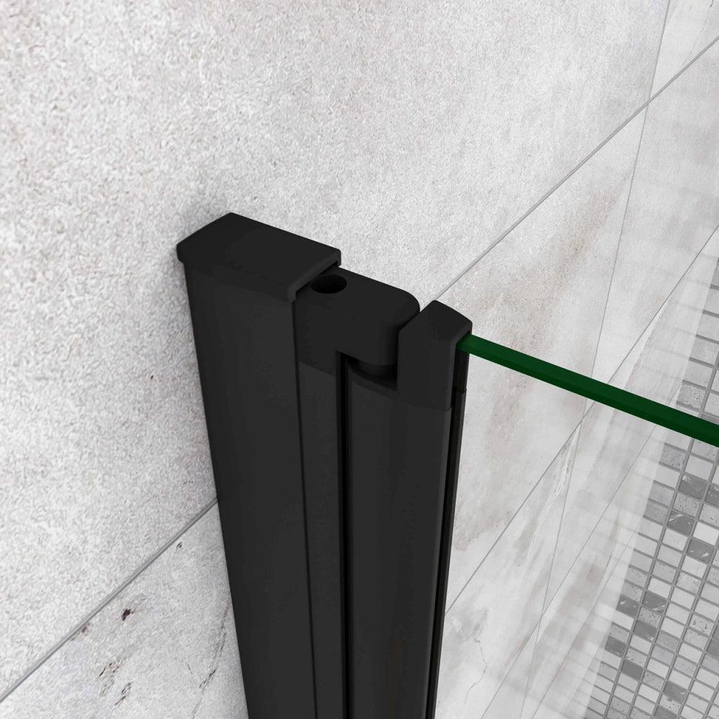 Sopravasca da Bagno Parete Vasca Doccia 110x140 cm Due Ante Movibili Vetro Temperato Trasparente 6 mm Anticalcare Telaio Nero Opaco
