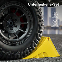 Cunei fermaruota, set di 2 cunei per ruote, capacità 6,5 t/coppia, per autocarri e rimorchi, con piastra dentellata in metallo