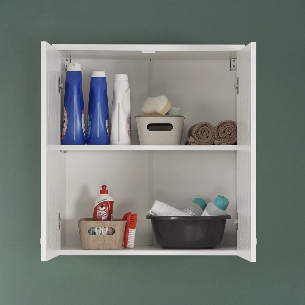 Pensile multiuso 70x77cm salvaspazio in legno bianco 2 ante linea Pilar