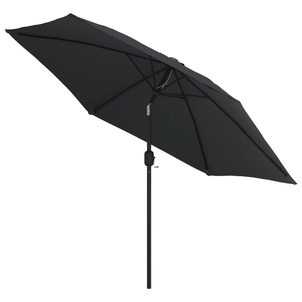 Ombrellone da Esterni con LED e Palo in Acciaio 300 cm Nero cod mxl 20373