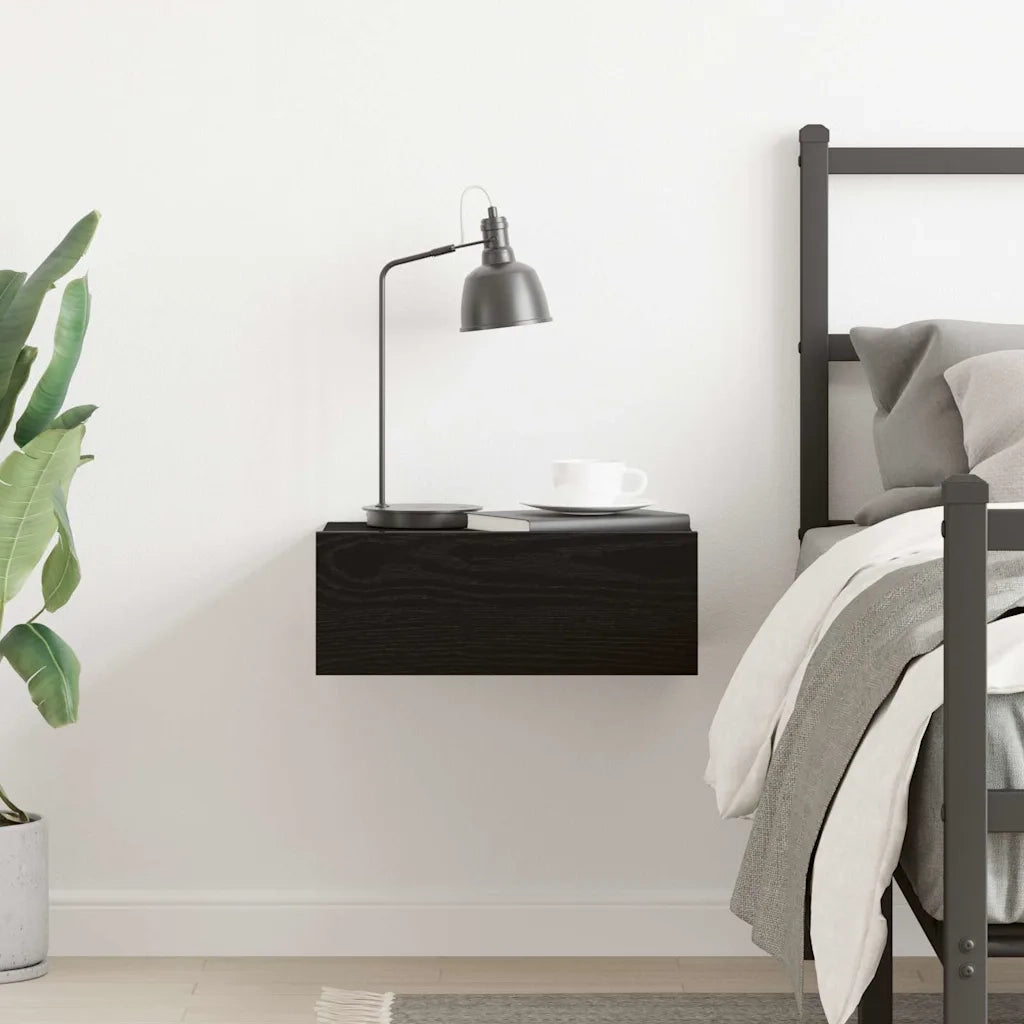 Comodino sospeso Rovere Nero 40x32x15 cm in Legno ingegnerizzato 862416