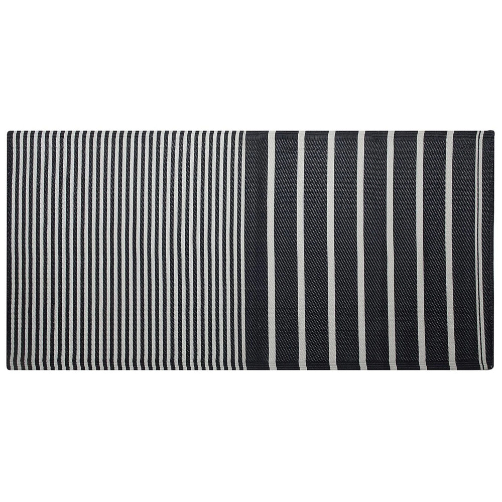 Tappeto per esterno Mat Nero sintetico 90 x 180 cm a righe motivo geometrico ecologico moderno minimalista