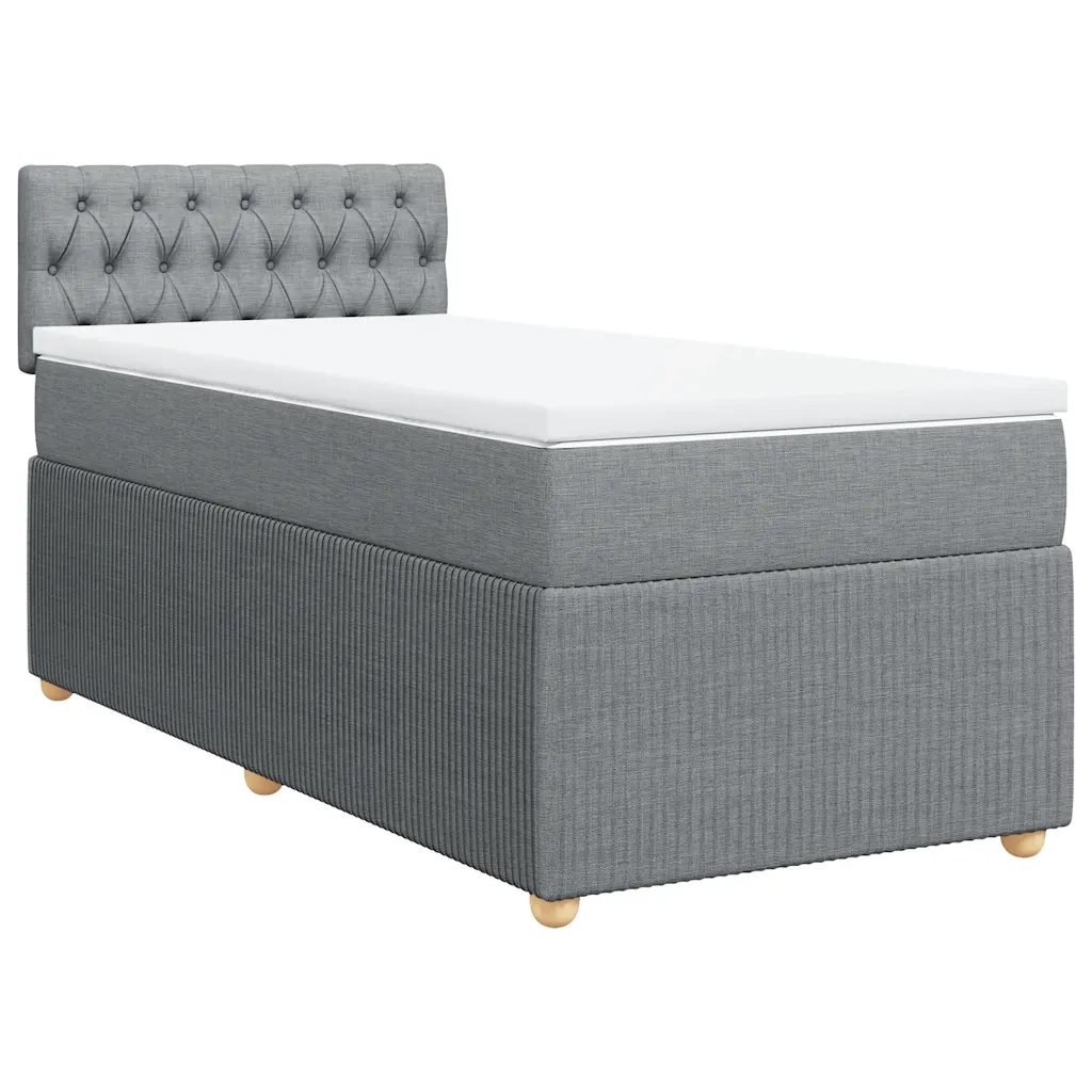 Giroletto a Molle con Materasso Grigio Chiaro100x200 cm Tessuto