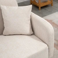 Divano a Due Posti, Design Moderno, Include 2 Cuscini, Gambe in Legno, 130 x 70 x 80 cm, Crema