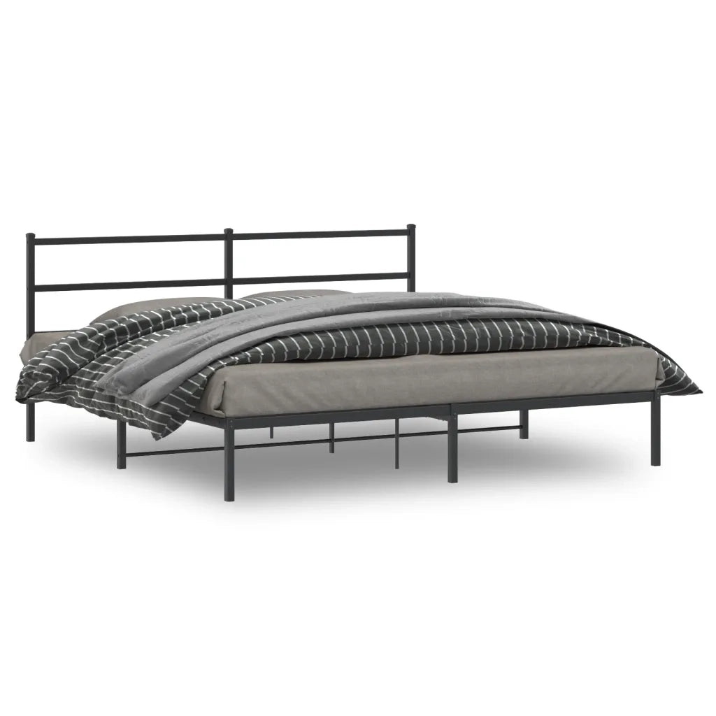 Giroletto con Testiera-Struttura Letto con testiera in Metallo Nero 193x203 cm 150353