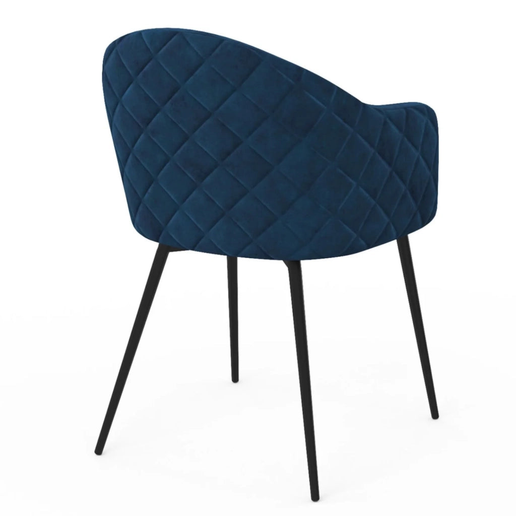 IDMarket - Set di 2 sedie da pranzo e poltrone da tavolo MOLY in velluto goffrato blu anatra