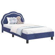 Struttura letto Bambini | Letto Infantile | Lettino con testata Blu Polizia 90 x 200 cm