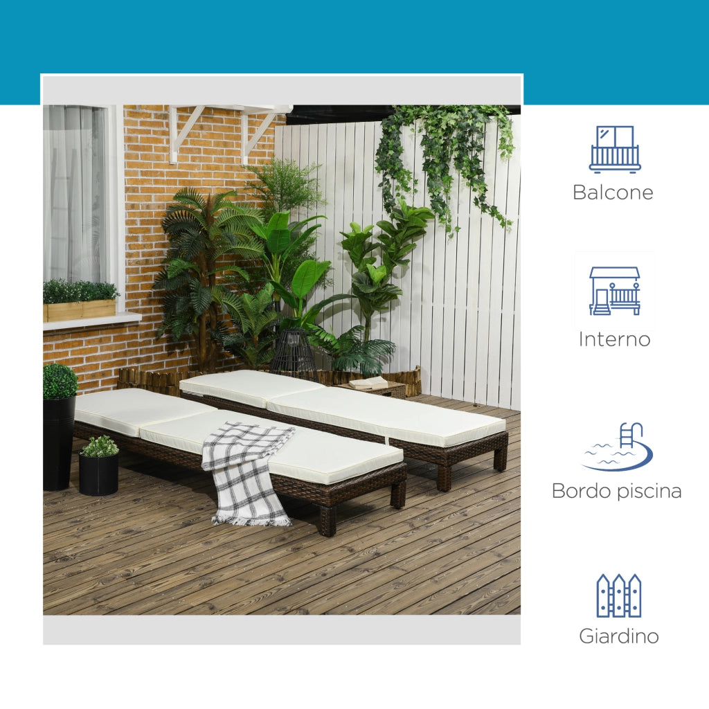 Lettini prendisole set 2 pezzi in rattan ¨C zephmum ¨C grigio, polyrattan, 196x60x22