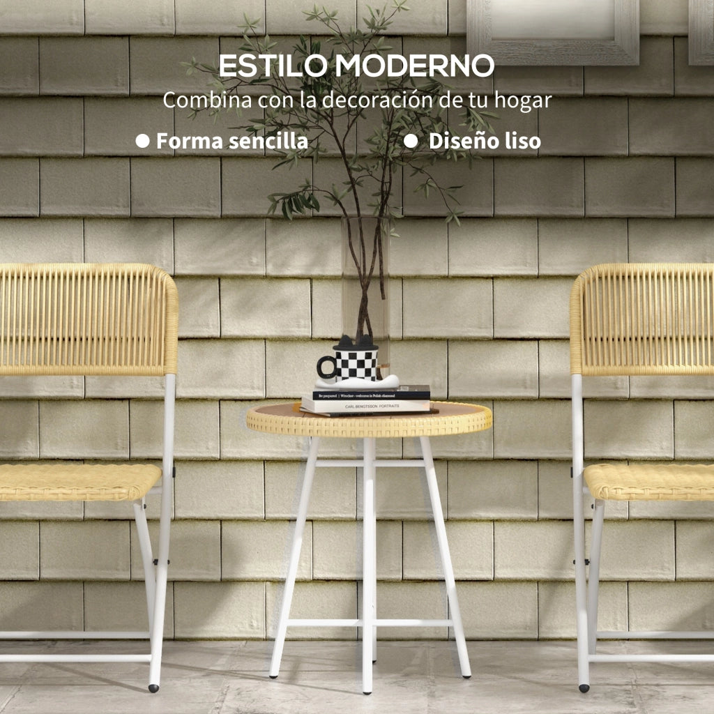 Tavolino da caff¨¨ in rattan sintetico ¨C zephmum ¨C naturale 50x50x55 cm
