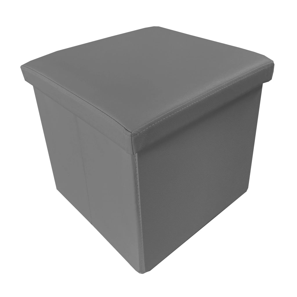 Puff Ottomano Quadrato Portaoggetti Pieghevole in Similpelle 38x38x38cm | Nyana Casa | Stile ottomano | Similpelle resistente | Nero, grigio e beige
