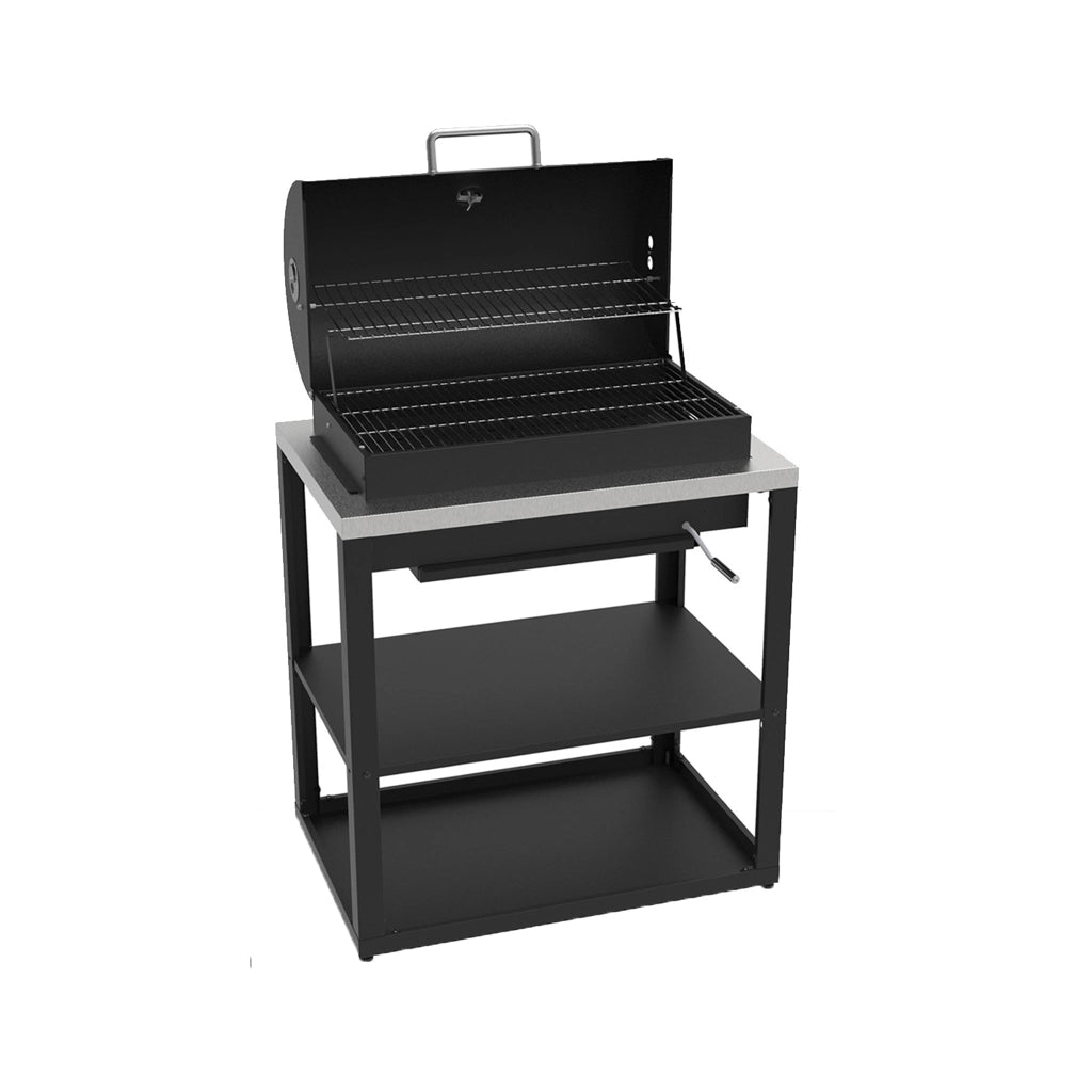 Modulo Barbecue a Carbone 90 cm con Griglia in Acciaio Inox e Brace Regolabile – Cucina Outdoor Modulare