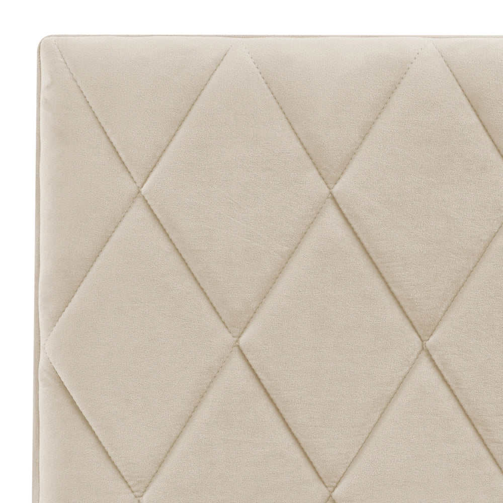 Letto contenitore Rivestimento in velluto beige 160 x 200 cm con testiera trapuntata a diamante con base a doghe