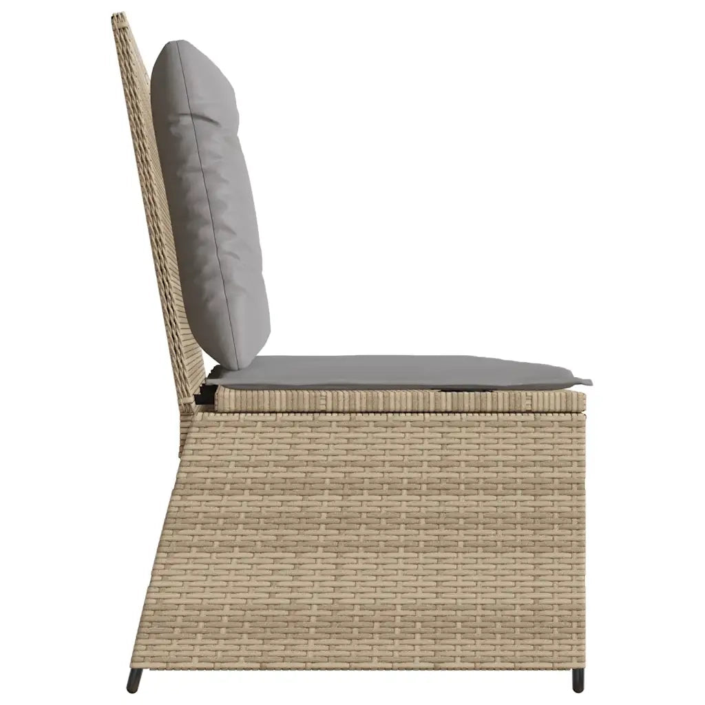 Panca Reclinabile da Giardino con Cuscini-Sgabello-Sedia da esterno Beige in Polyrattan 894944