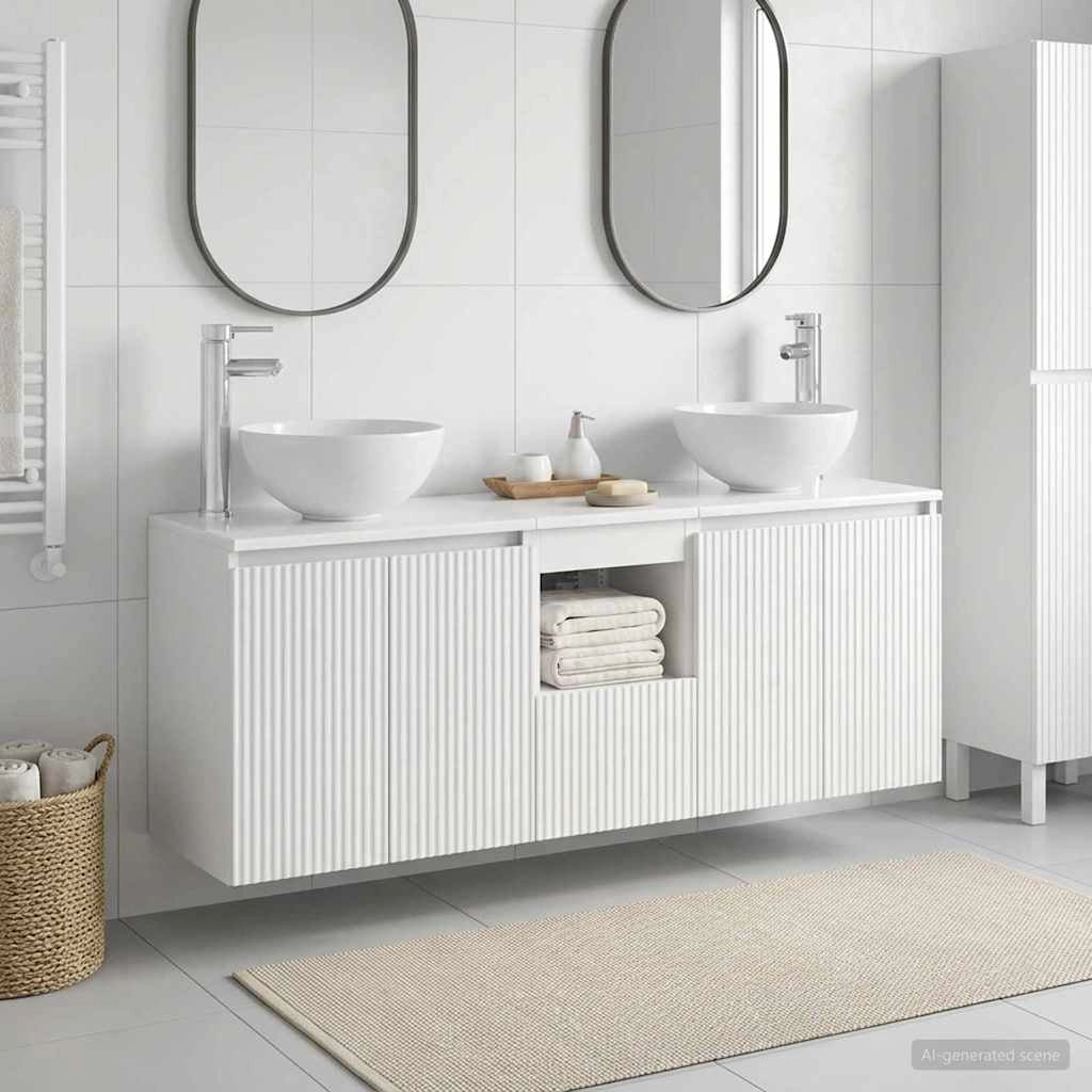 Set di Armadi da Bagno 3 pz Bianco 129 x 35 x 80 cm 3405617